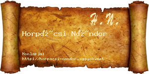 Horpácsi Nándor névjegykártya